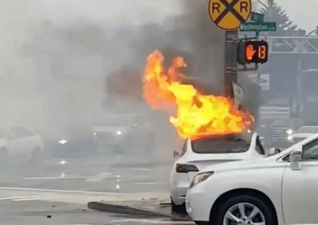 Tesla Model 3 Bursts Into Flames: Suit