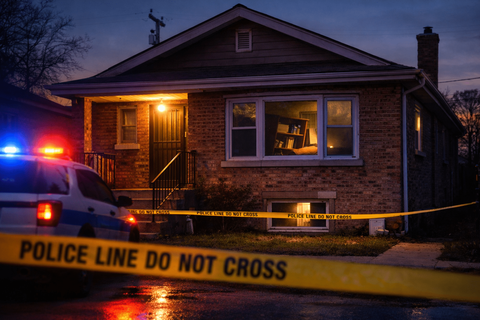 Home with Police Out Front Via AI Image