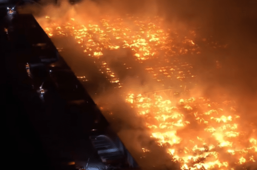 Explosive Fire Destroys Giant Paper Goods Warehouse
