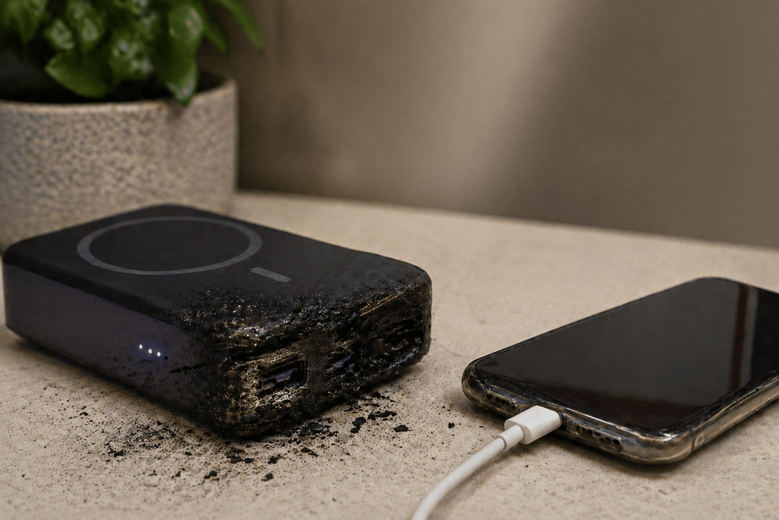 Portable Charger and Phone Via AI Image