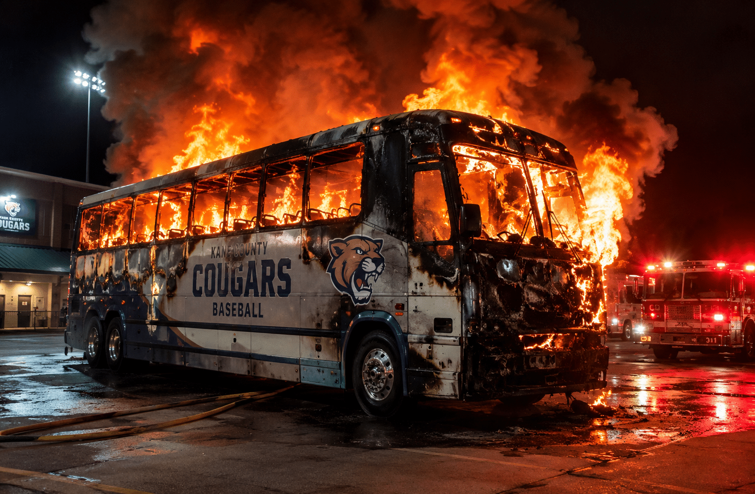 Bus Fire VIA AI Image