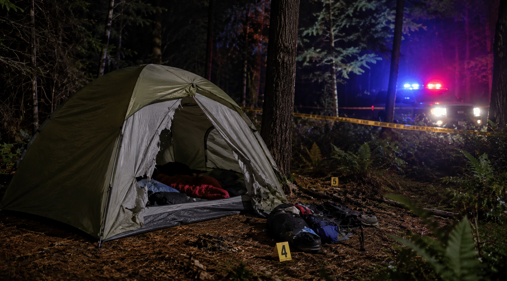 Tent Crime Scene Via AI Image